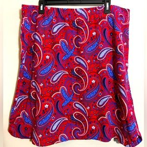 Talbots size 2X red, blue, and white paisley skirt